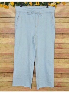 Cute Universal Thread Paper Bag Waist Light Wash Jeans Wide Leg Ladies 36x26